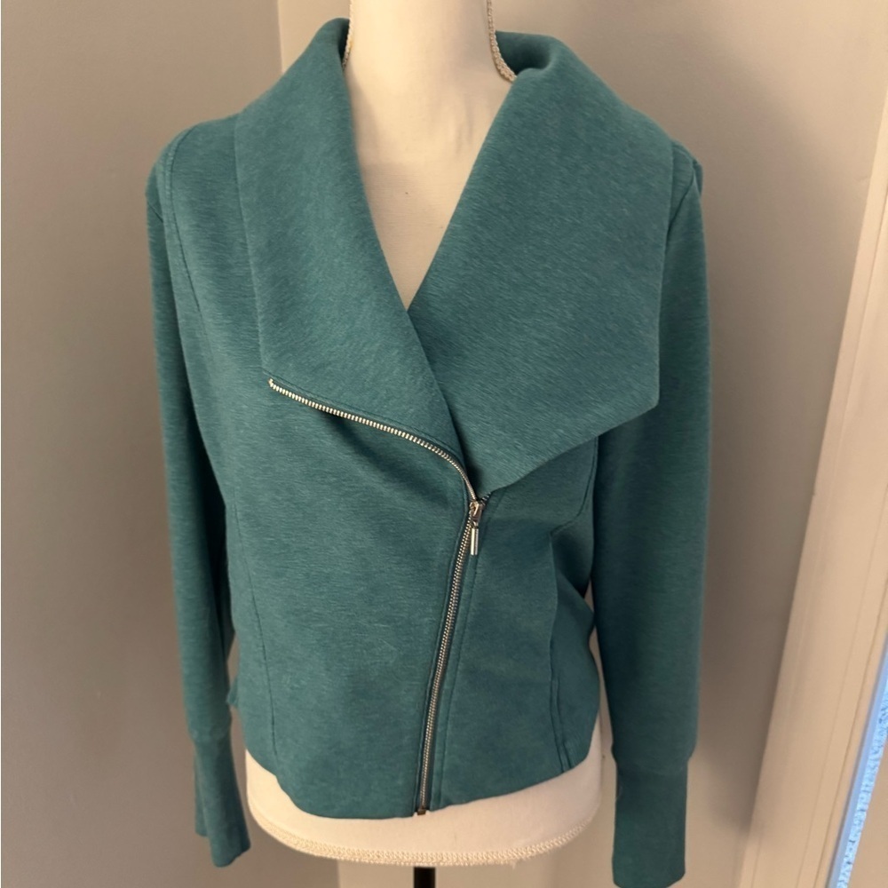 H by Halston Moto Jacket turquoise blue/green. Size 10